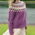 thumbnail image 1 of IMENGL Chandail Rétro en Tricot à Imprimé Île, Violet 3TG, Taille M-5TG, 1 of 5