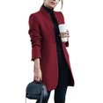 thumbnail image 5 of Fall Spring Women Woolen Coat Stand Collar Open Stitch Slim Fit Overcoat Long Sleeves Mid Length Solid Color OL Commuting Formal Coat, 5 of 8