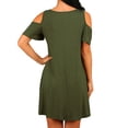 thumbnail image 4 of SMihono Women's Summer Cocktail Casual Dress Above Knee Solid Sundress Crew Neck Babydoll Pleated Swing Loose Fit Smocked Pastel Trendy Plus Size Off Shoulder Short Sleeve Prom Dress Green 6, 4 of 7