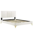 thumbnail image 4 of Modway Sofia Channel Tufted Performance Velvet Queen Platform Bed in White, 4 of 8