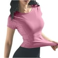 thumbnail image 5 of Short Sleeve Workout Tops for Women Stretchy Slim Fit Running Sports Shirts Mesh Yoga Gym Top, 5 of 8