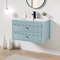 thumbnail image 2 of 30" Wall Mounted Bathroom Vanity with Ceramic Sink Top, Faucet, Decorative Wavy Edge, 2 of 10