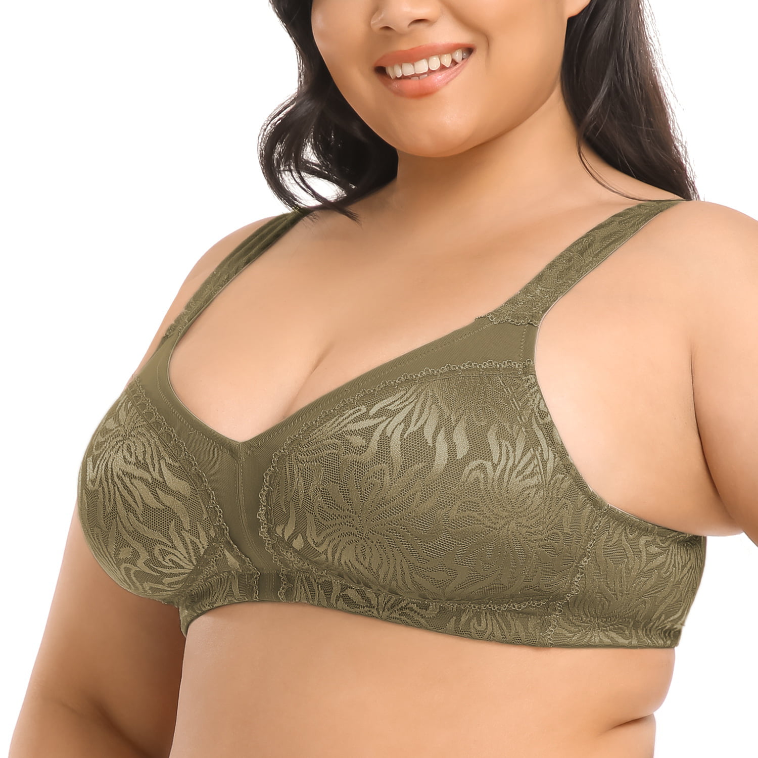 Womens Plus Size Lace Minimizer Non Wired Bras Unlined Full Cup, Wireless &  Customizable Straps D XXXL From Yanqin03, $16.74