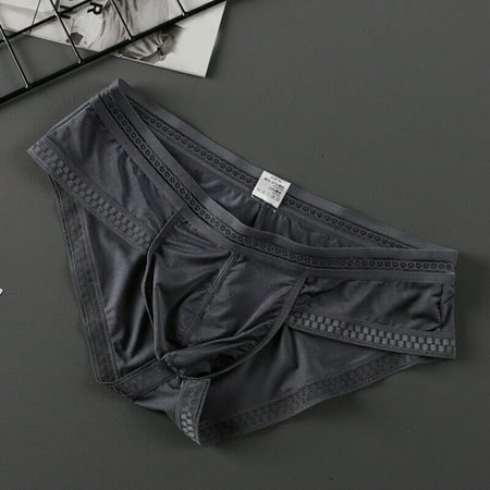 Men s Underwear Sexy Ice Silk Briefs Low Waist Breathable Bikini Underpants