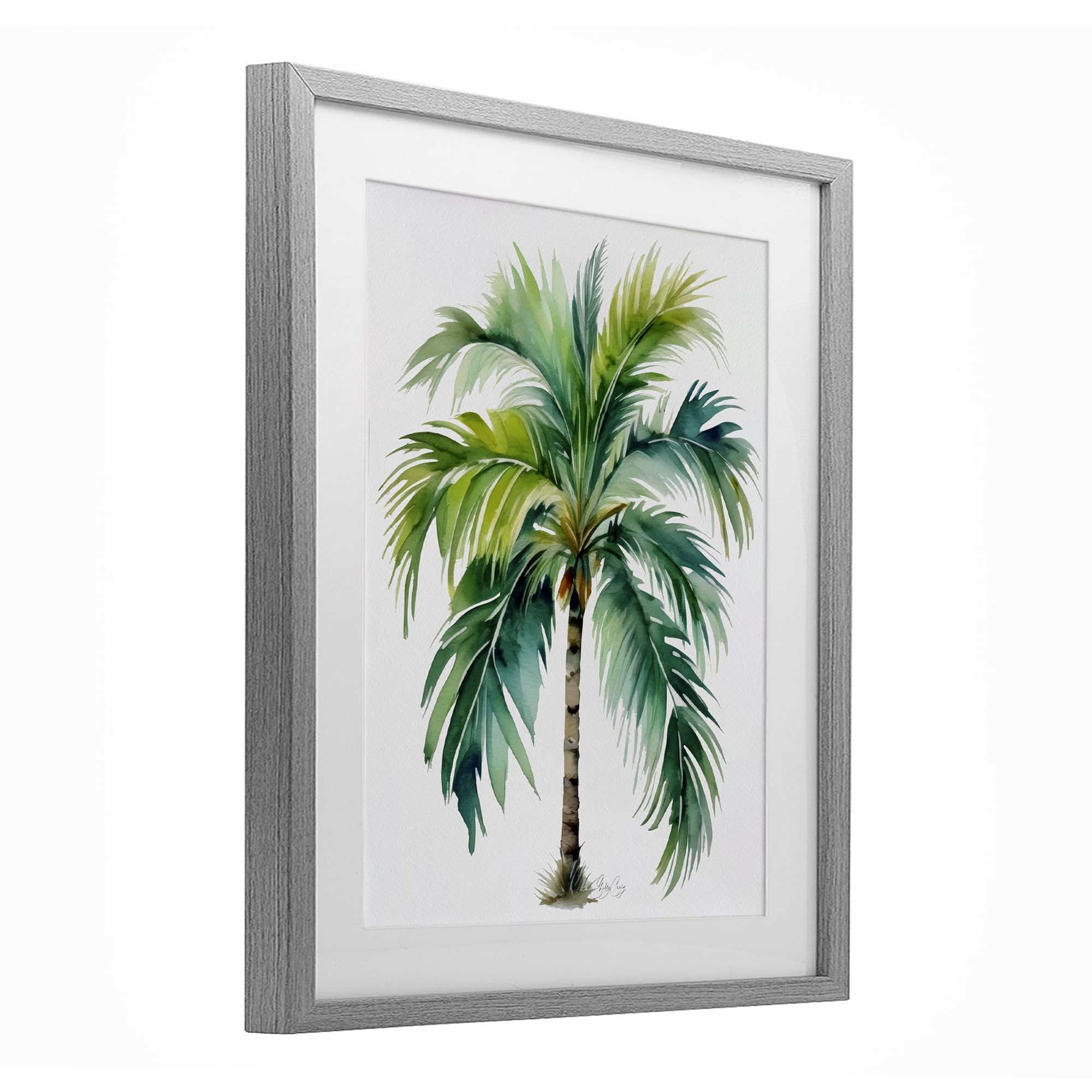 Stupell Industries Lagoon Majesty Palm Gray Framed Print Under Glass, design by Shelly Craig