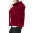 thumbnail image 3 of MAWCLOS Sweat à Capuche Zippé pour Hommes, Couleur Unie, Épais, Manches Longues, Rouge 4TG, 3 of 6