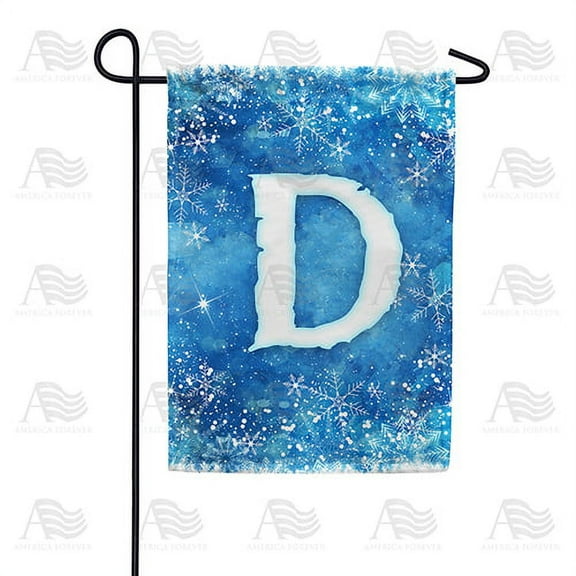 America Forever Winter Monogram Letter D Garden Flag Vertical Double Sided 12.5 x 18 inches Snowy Winter Holiday Seasonal Flags for Outdoor, Yard, Porch Decoration, Blue Background, Snowflake Flag
