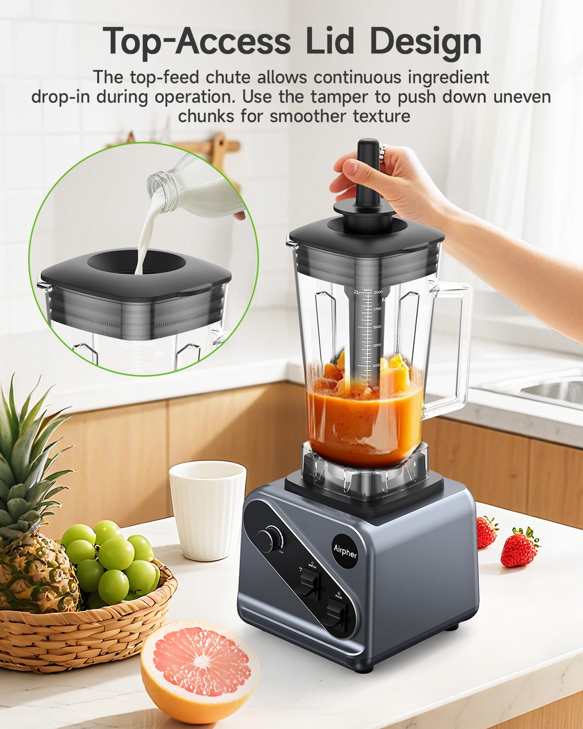 Airpher 850W Portable Personal Blender Set, 19 Pieces, Silver