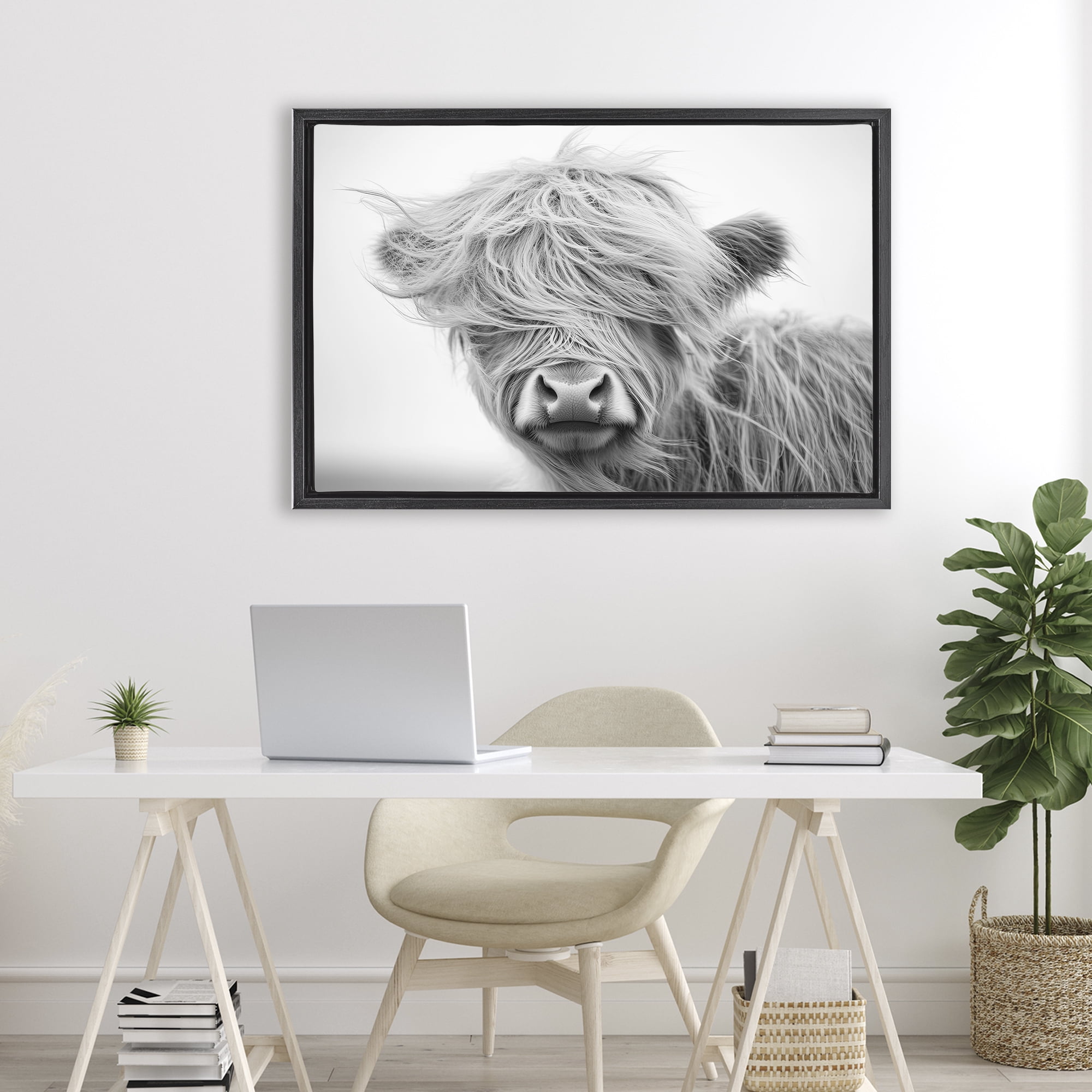 Stupell Industries Easy Breezy Cattle Black Framed Floater Canvas Wall Art, design by Tina LeCour