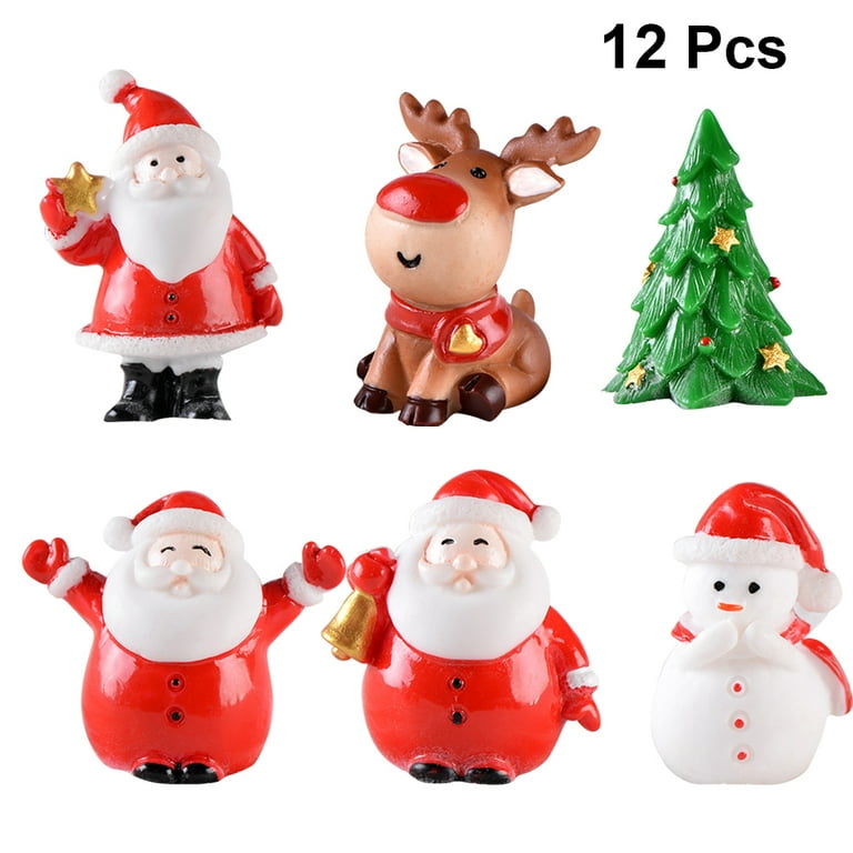 7PCS cartoon cute Santa Claus, snowman shaped mini decorative ornaments,  resin material decorative accessories desktop small ornaments, used for  Christmas socks or Christmas scene decoration