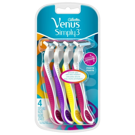 Gillette Venus Simply 3 Disposable Razor, 4 Count