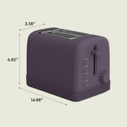 bella 2-Slice Toaster, 6 Setting Shade Control with Reheat, Cancel, Bagel & Defrost Buttons, Removable Crumb Tray, Anti Jam & Auto Shutoff, Plum