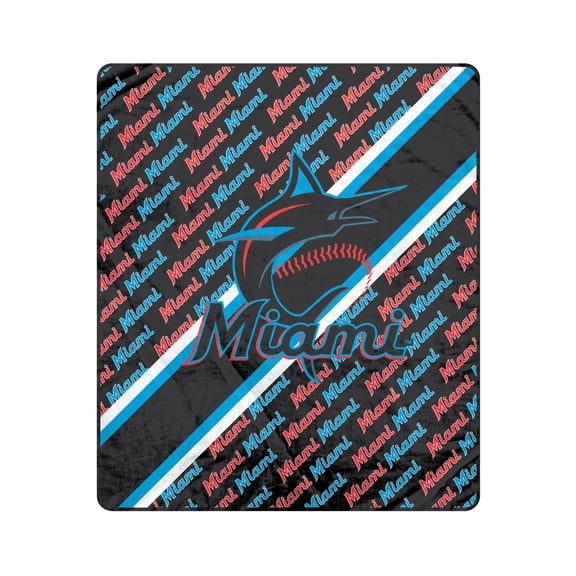 Pegasus Miami Marlins 60" x 70" Diagonal Lined Wordmark Ultra Soft Blanket