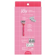 joy Razor for Women, 5 Blades, Manual Razor, Handle and 2 Razor Blade Refills, Neon Pink
