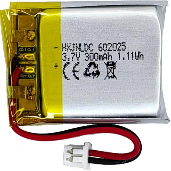 AIR-DC 3.7V 300mAh 602025 Rechargeable Lithium Polymer Battery, Suitable for DIY 3.7-5V Electronic Products with Built-in 2-Wire Battery Replacement and LED Lights