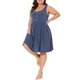 thumbnail image 2 of DARING DIVA Plus Size Button Down Elastic Waist Swing Tank Dress 1X Blue, 2 of 6
