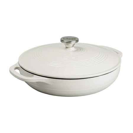 Lodge 3.6 Quart Casserole Enameled Cast Iron in Oyster White, (Best Cast Iron Casserole)