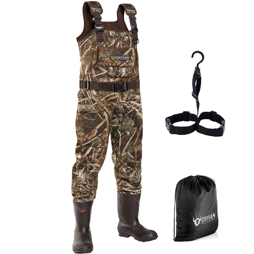 HISEA Chest Waders Nylon 2-Ply Waterproof Cleated Bootfoot Hunting Fishing Wader 