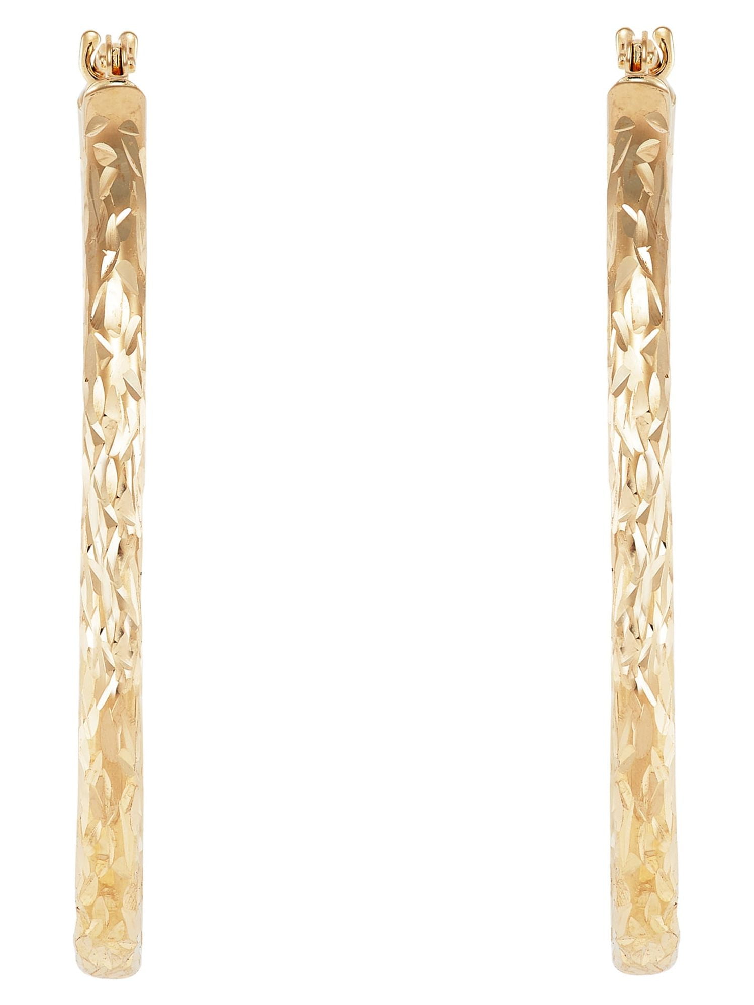 Brilliance Fine Jewelry 10K Yellow Gold 2X30MM Hollow Oval Hoop Earrings