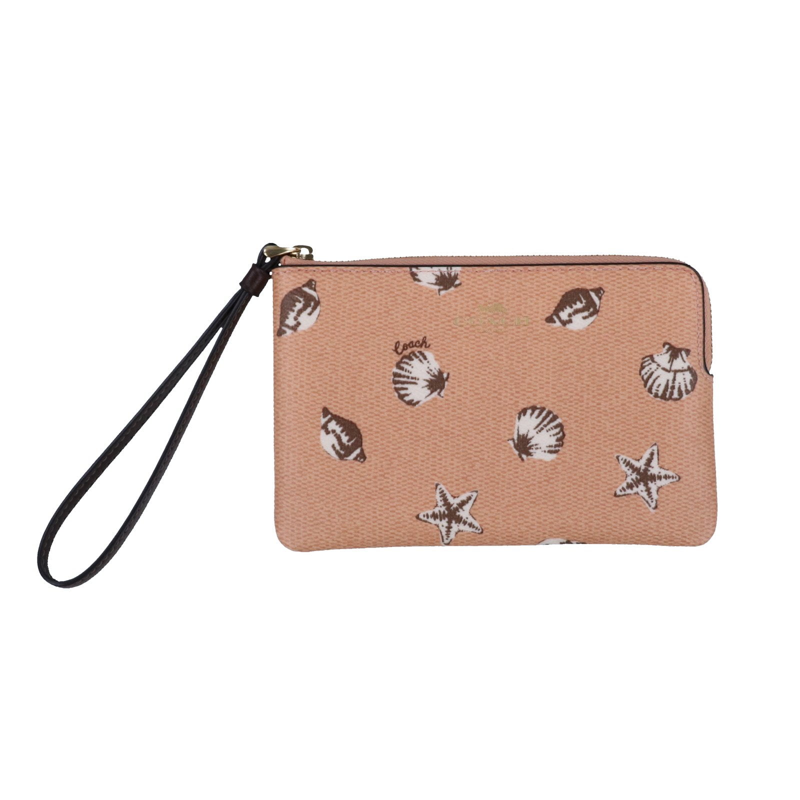 Coach Pebbled Leather Double Corner Zip Wristlet F87590 Carnation