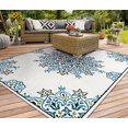 thumbnail image 1 of Covington Mystic Garden Sand-Aqua Indoor/Outdoor Area Rug - Multiple Sizes, 1 of 7