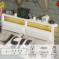 thumbnail image 4 of Satifur Full Size Bed Frame with Upholstered Headboard & Shelf, LED Lights & USB Charging Station, White, 4 of 8