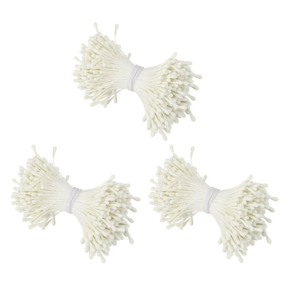 2mm Double Head Flower Stamen 1080 Pcs Artificial Floral Stamens, Cream White