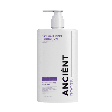 Ancient Roots Deep Hydration Conditioner for Dry Hair, Rich Conditioner with Aloe Vera, Baobab, Castor Oil, Flaxseed, Hibiscus and Amla, 8 Fl Oz