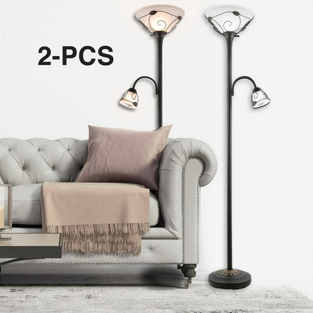 71" Torchiere Floor Lamps w Side Reading Light for Office or Home Set ...
