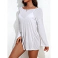 thumbnail image 5 of Charmo Womens Side Split One Piece Cover-up Long Sleeve Swim Tops Backless Beachwear, 5 of 6