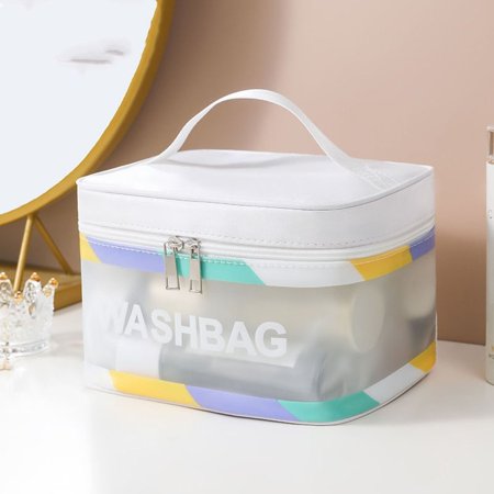 Large Capacity Transparent Wash Bags Travel Organizer Clear Makeup Cases PVC Bags Make Up Pouch WHITE