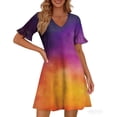 thumbnail image 4 of Women's Tie Dye Dress Ruffle Short Sleeve Flowy Fashionable V Neck A Line Dresses, 4 of 5