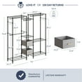 thumbnail image 2 of BELLEZE Dual Garment Rack with Hanging Rods, Adjustable Shelves and Fabric Drawers, Two Types of Assembly Formation Clothes Rack, Multi-Functional Walk In Closet for Bedroom, max load 748 LBS - Black, 2 of 7