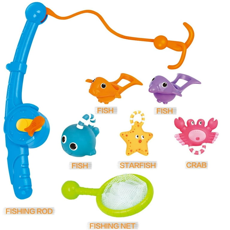 Bath Toy, Fishing Floating Squirts Toy and Water Scoop (8 Pack