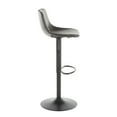 thumbnail image 2 of Lumisource Duke Industrial Adjustable Barstool in Black Metal and Grey Faux Leather - Set of 2, 2 of 7