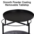 thumbnail image 3 of Round Side End Tables with Storage Bag for Living Room Bedroom, Industial Small Side Accent Bedside Table Metal, Black, 3 of 9