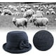thumbnail image 5 of Sombrero bombín para mujer con ala enrollable, sombrero cloche retro de invierno con lazo ajustable, 5 of 5