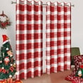 thumbnail image 2 of 2 Panels Buffalo Check Blackout Curtains for Bedroom,Red White Plaid Grommet Window Drapes for Living Room,52x96 Inch, 2 of 6