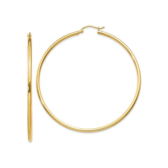 FJC Finejewelers 10 kt Yellow Gold Polished 2mm Lightweight Tube Hoop Earrings 60 mm x 60 mm