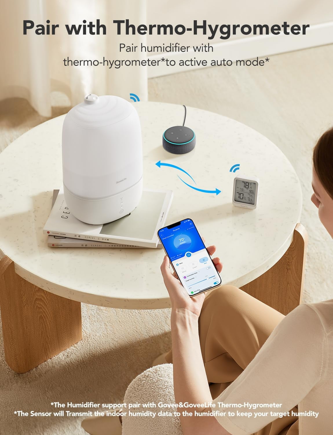Smart Humidifiers for Bedroom, 3L Top Fill Cool Mist Humidifiers with Essential Oil Diffuser, Humidity Control, WiFi Air Humidifier with Night Light, for Baby, Plants, Home, Work with Alexa