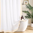 thumbnail image 3 of FRAMICS Beige Scalloped Fabric Shower Curtain Sets with Rug, 14 Piece Bathroom Sets with Hooks, Slub Textured Heavy-Duty & Waterproof, 72" x 72", 3 of 10