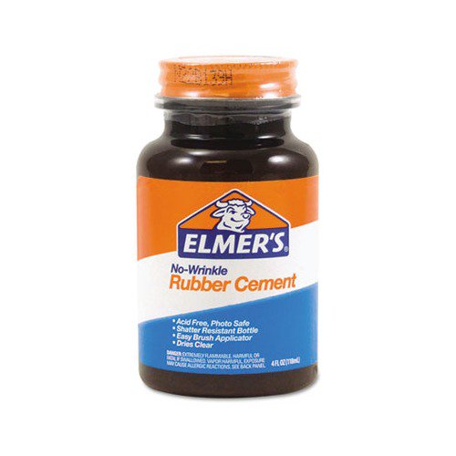 Rubber Cement with Brush Applicator 4 oz, Dries Clear