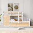 thumbnail image 3 of Harper & Bright Designs Twin Over Twin Bunk Bed with 6 Storage Drawers and Ladder, Solid Wood Space Saving Low Bunk Bed Frame for Kids Teens Bedroom Dorm, Natural, 3 of 13