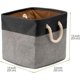 thumbnail image 2 of CHAO Juego de 1 caja de almacenamiento plegable de yute y algodón con asa, cesta para la colada, armario de almacenamiento para estante, librería y baño, color negro y gris, 2 of 5