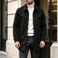 thumbnail image 5 of WIZUTIZ Men's Suede Mid Length Trench Coat Full Zip Stand Collar Jacket with Pockets Fall Winter Fashion Outerwear, 5 of 8