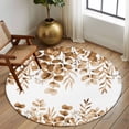 thumbnail image 3 of Round Area Rug 7 Ft, Brown Eucalyptus Leaves Washable Non-Slip Circle Carpet for Living Room/Bedroom, Spring Summer Botanical Low-Profile Large Runner Mat Collection Rugs for Indoor, 3 of 7