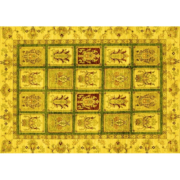 Ahgly Company Machine Washable Indoor Rectangle Abstract Yellow Modern Area Rugs, 2' x 5'