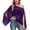 Purple, variant on CAIVO Women Off Shoulder Blouse For Lightweight Loose Fit Chiffon Batwing Sleeve Tops In Solid Color Boho Shirts