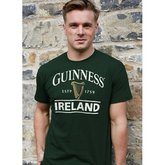 Guinness Official Ireland Harp Men's T Shirt Short Bottle Green Colour 100% Cotton