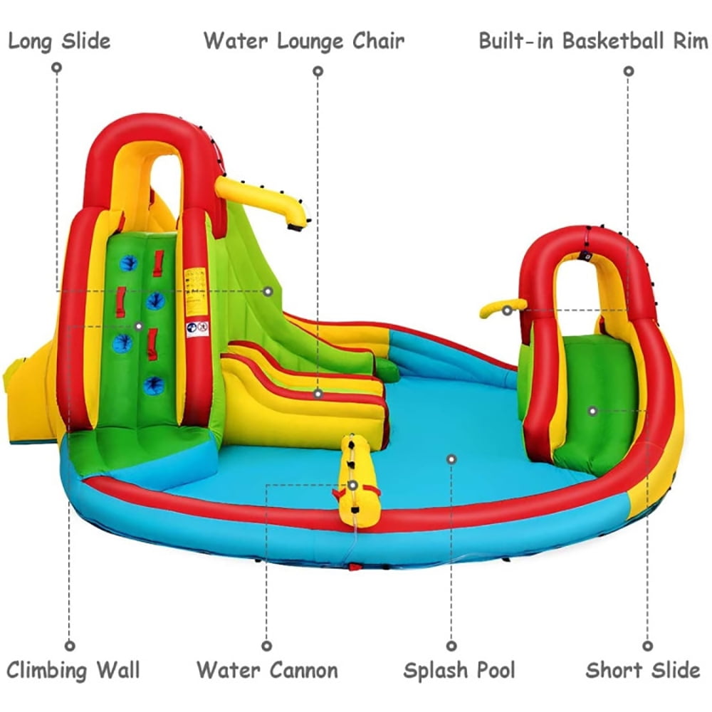 Aimee Lii Kids Gift Inflatable Water Slide Bounce Park with 480W Blower, Bounce House Water Slide for Kids 5-10